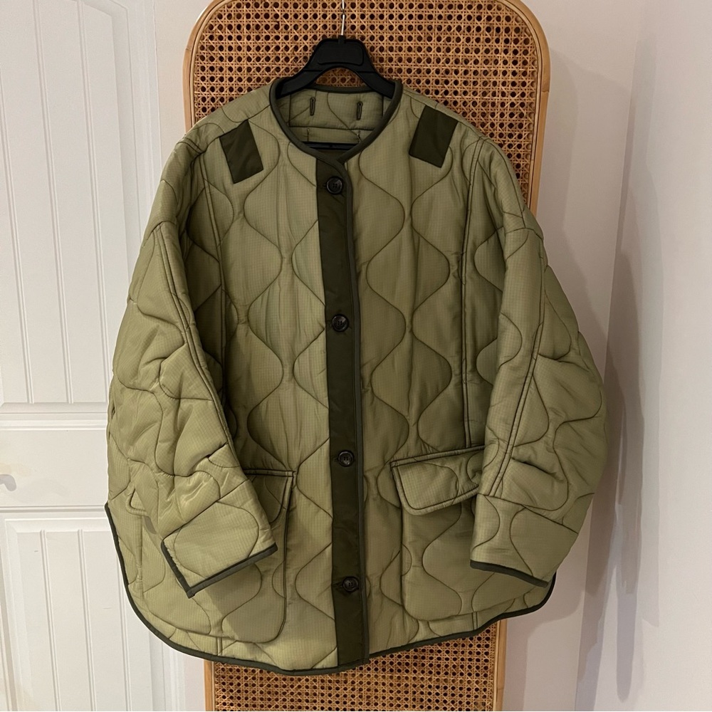 Frankie Shop TED QUILTED JACKET - MOSS GREEN